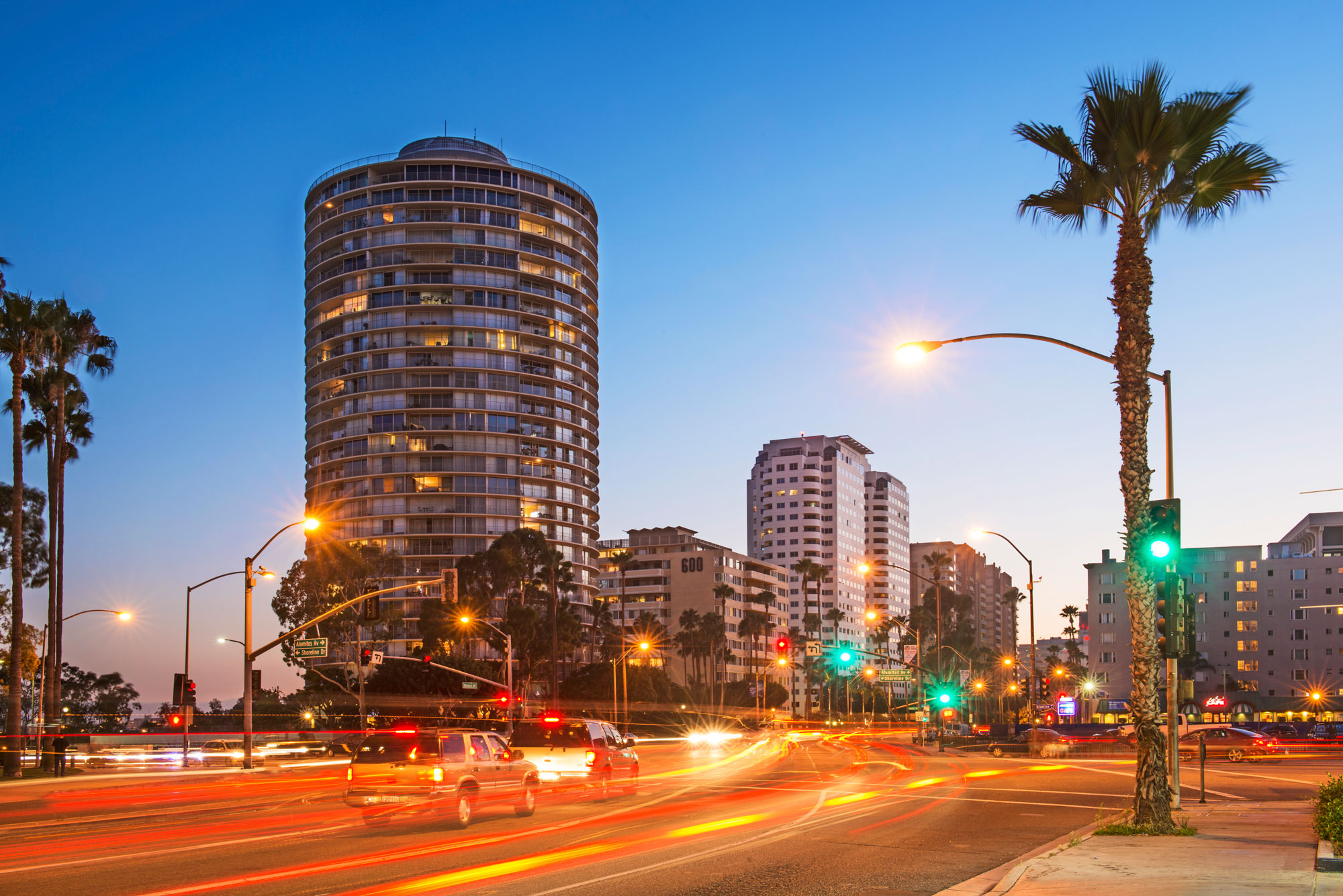 Busy street in Long Beach, CA